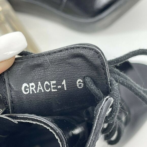 Cape Robbin Black Lace Up Victorian Open Toe Clear Chunky Heel Boots Shoe Size 6 - Picture 8 of 9